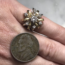 Load image into Gallery viewer, Vintage Diamond Cluster Ring in 14K Gold Starburst Setting. April Birthstone. APPRAISED - Scotch Street Vintage