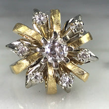 Load image into Gallery viewer, Vintage Diamond Cluster Ring in 14K Gold Starburst Setting. April Birthstone. APPRAISED - Scotch Street Vintage