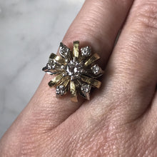 Load image into Gallery viewer, Vintage Diamond Cluster Ring in 14K Gold Starburst Setting. April Birthstone. APPRAISED - Scotch Street Vintage