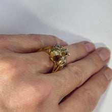 Load image into Gallery viewer, Vintage Diamond Cluster Ring with Old Hollywood Glamour. 14K Yellow Gold Setting with a Ribbon Design. - Scotch Street Vintage