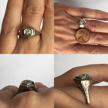 Load image into Gallery viewer, Vintage Diamond Engagement Ring. 14K Gold Filigree Setting. April Birthstone. 10 Year Anniversary. - Scotch Street Vintage