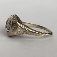 Load image into Gallery viewer, Vintage Diamond Engagement Ring. 14K Gold Filigree Setting. April Birthstone. 10 Year Anniversary. - Scotch Street Vintage