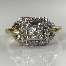 Load image into Gallery viewer, Vintage Diamond Engagement Ring. Art Deco Ring by Jabel. 14K Gold. April Birthstone. - Scotch Street Vintage