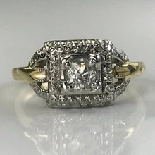 Load image into Gallery viewer, Vintage Diamond Engagement Ring. Art Deco Ring by Jabel. 14K Gold. April Birthstone. - Scotch Street Vintage