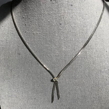 Load image into Gallery viewer, Vintage Diamond Necklace. 14K White Gold Herringbone Chain. April Birthstone. 10th Anniversary Gift. - Scotch Street Vintage