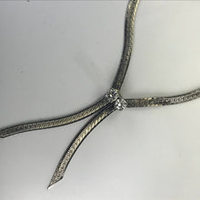 Load image into Gallery viewer, Vintage Diamond Necklace. 14K White Gold Herringbone Chain. April Birthstone. 10th Anniversary Gift. - Scotch Street Vintage