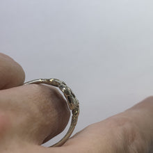 Load image into Gallery viewer, Vintage Diamond Shield Ring in a 14K White Gold Art Nouveau Filigree Setting. Unique Engagement Ring. - Scotch Street Vintage