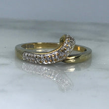 Load image into Gallery viewer, Vintage Diamond Wishbone Band. 9K Yellow Gold Setting. April Birthstone. 10th Anniversary Gift - Scotch Street Vintage