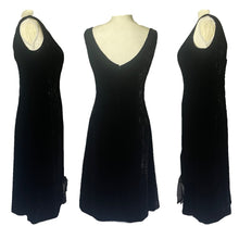 Load image into Gallery viewer, Vintage Elegant Black Velvet Cocktail Dress by Miss Elliette with a Satin Bow Accent. Formal Black Tie Attire. - Scotch Street Vintage
