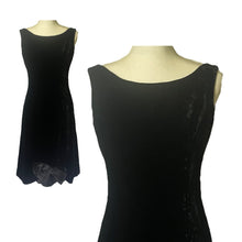 Load image into Gallery viewer, Vintage Elegant Black Velvet Cocktail Dress by Miss Elliette with a Satin Bow Accent. Formal Black Tie Attire. - Scotch Street Vintage
