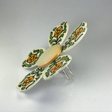 Load image into Gallery viewer, Vintage Enamel Flower Ring. Hand Painted West German Statement Ring. Recycled Jewelry. - Scotch Street Vintage