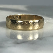 Load image into Gallery viewer, Vintage Etched Gold Wedding Band. 9k Yellow Gold. Stacking Ring. 1930s. Size 6 1/4. Estate Jewelry - Scotch Street Vintage