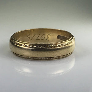 Vintage Etched Gold Wedding Band. Size 6.5 US. Stacking Ring. Thumb Ring. Circa 1913. - Scotch Street Vintage