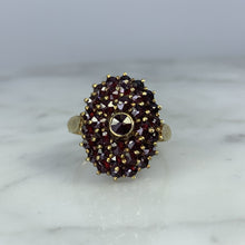 Load image into Gallery viewer, Vintage Garnet Cluster Ring in 14k Yellow Gold. January Birthstone. 2 Year Anniversary Gift. - Scotch Street Vintage