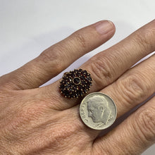 Load image into Gallery viewer, Vintage Garnet Cluster Ring in 14k Yellow Gold. January Birthstone. 2 Year Anniversary Gift. - Scotch Street Vintage