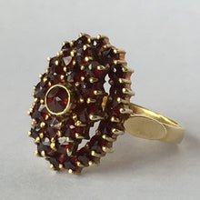 Load image into Gallery viewer, Vintage Garnet Cluster Ring in 14k Yellow Gold. January Birthstone. 2 Year Anniversary Gift. - Scotch Street Vintage