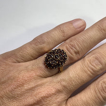 Load image into Gallery viewer, Vintage Garnet Cluster Ring in 14k Yellow Gold. January Birthstone. 2 Year Anniversary Gift. - Scotch Street Vintage