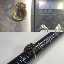 Load image into Gallery viewer, Vintage Garnet Cluster Ring in 14k Yellow Gold. January Birthstone. 2 Year Anniversary Gift. - Scotch Street Vintage