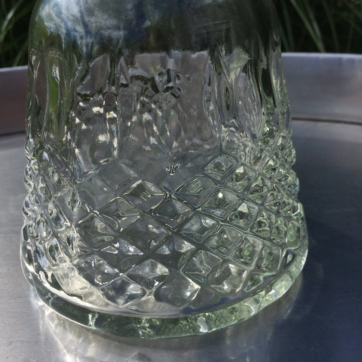 Vintage Glass Decanter. Large Ornate Pressed Glass Wine or Liquor Bott