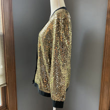 Load image into Gallery viewer, Vintage Gold Sequin Cardigan or Jacket by Edith Flagg's Three Flaggs Vintage Fashion. - Scotch Street Vintage