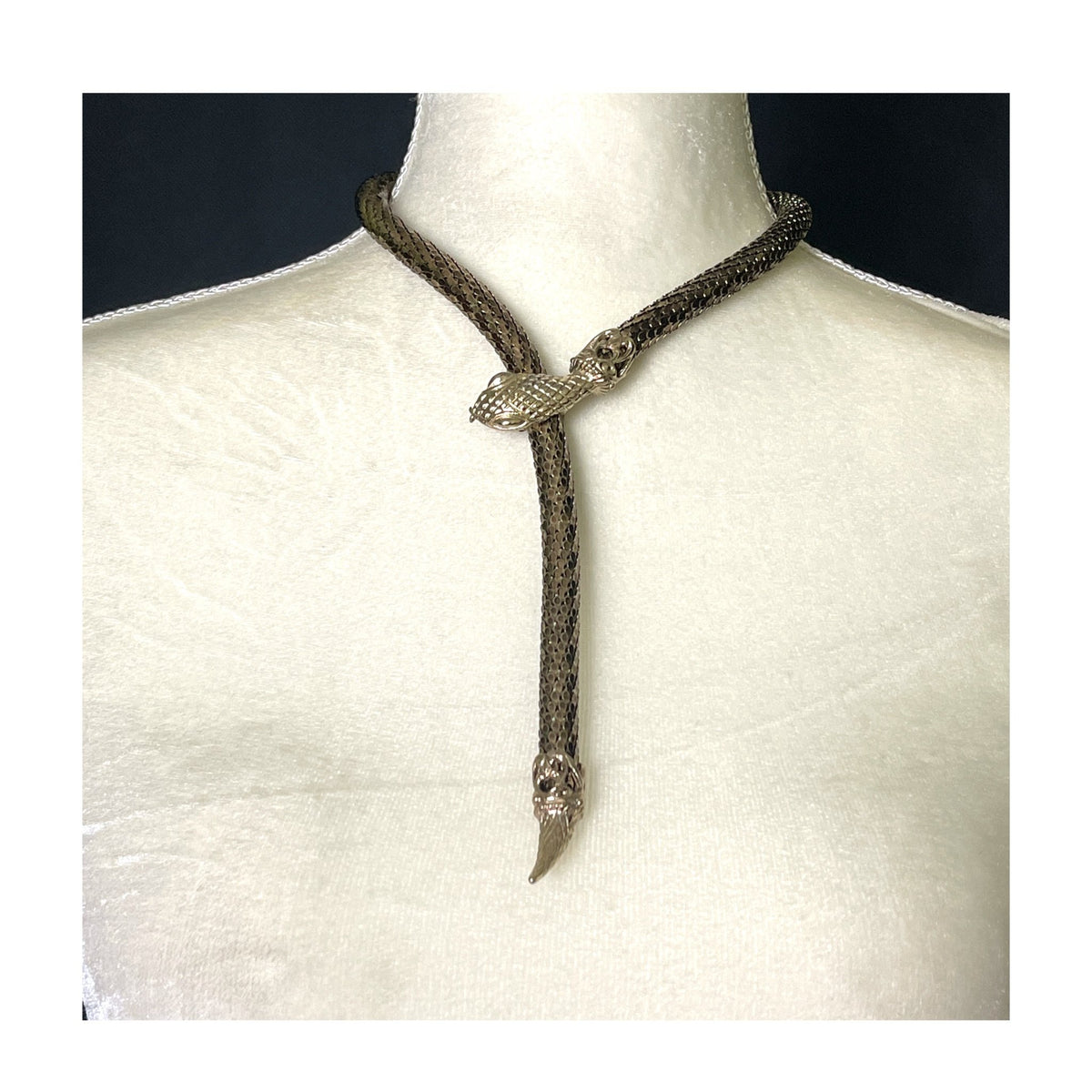 Vintage Gold Tone Snake Necklace by Whiting Davis. Adjustable Choker L