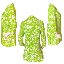 Load image into Gallery viewer, Vintage Green and White Spring Coat from Saks Fifth Avenue. Butterfly and Floral Design. - Scotch Street Vintage