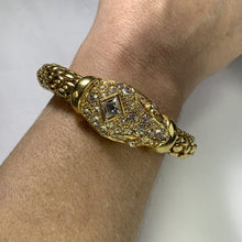 Load image into Gallery viewer, Vintage Kenneth J Lane Snake bracelet. Gold Tone Wrap Bracelet with Rhinestones. Estate Jewelry. - Scotch Street Vintage