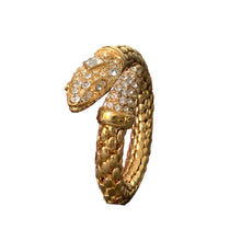 Load image into Gallery viewer, Vintage Kenneth J Lane Snake bracelet. Gold Tone Wrap Bracelet with Rhinestones. Estate Jewelry. - Scotch Street Vintage