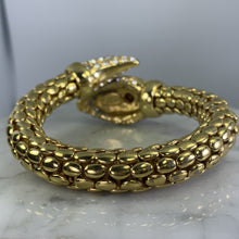 Load image into Gallery viewer, Vintage Kenneth J Lane Snake bracelet. Gold Tone Wrap Bracelet with Rhinestones. Estate Jewelry. - Scotch Street Vintage