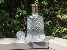 Load image into Gallery viewer, Vintage Lead Crystal Decanter by Leonard with Gold Plated Neck. Etched Diamond Pattern. Glassware. Barware. Tableware. 15th Anniversary Gift - Scotch Street Vintage