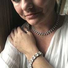 Load image into Gallery viewer, Vintage Milk Glass and Rhinestone Necklace and Bracelet set by Hattie Carnegie. - Scotch Street Vintage