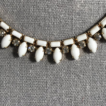 Load image into Gallery viewer, Vintage Milk Glass and Rhinestone Necklace and Bracelet set by Hattie Carnegie. - Scotch Street Vintage