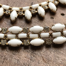 Load image into Gallery viewer, Vintage Milk Glass and Rhinestone Necklace and Bracelet set by Hattie Carnegie. - Scotch Street Vintage