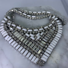Load image into Gallery viewer, Vintage Milk Glass and Rhinestone Necklace and Earring Set by Hattie Carnegie. Wedding Jewelry! - Scotch Street Vintage