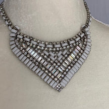 Load image into Gallery viewer, Vintage Milk Glass and Rhinestone Necklace and Earring Set by Hattie Carnegie. Wedding Jewelry! - Scotch Street Vintage