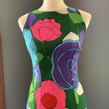 Load image into Gallery viewer, Vintage Mod Colorful Floral Dress for Saks Fifth Avenue. Green with Pink, Purple and Blue Flowers. - Scotch Street Vintage