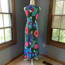 Load image into Gallery viewer, Vintage Mod Colorful Floral Dress for Saks Fifth Avenue. Green with Pink, Purple and Blue Flowers. - Scotch Street Vintage