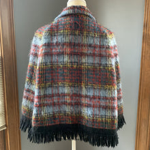 Load image into Gallery viewer, Vintage Mohair Wool Poncho or Jacket in Blue and Red Plaid from Strathtay Originals of Scotland. - Scotch Street Vintage