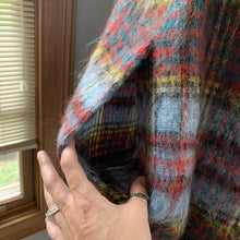 Load image into Gallery viewer, Vintage Mohair Wool Poncho or Jacket in Blue and Red Plaid from Strathtay Originals of Scotland. - Scotch Street Vintage