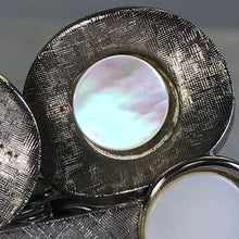 Load image into Gallery viewer, Vintage Mother of Pearl Cufflinks and Vintage Tie Bar/ Money Clip. Grooms Gift. Cuff Links. - Scotch Street Vintage