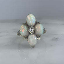 Load image into Gallery viewer, Vintage Opal and Diamond Statement Ring set in Yellow Gold. October Birthstone. 1950s Estate Jewelry - Scotch Street Vintage