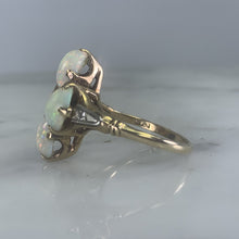 Load image into Gallery viewer, Vintage Opal and Diamond Statement Ring set in Yellow Gold. October Birthstone. 1950s Estate Jewelry - Scotch Street Vintage