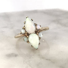 Load image into Gallery viewer, Vintage Opal Cluster Ring in 14k Yellow Gold. October Birthstone. 14th Anniversary Gift. - Scotch Street Vintage