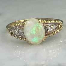 Load image into Gallery viewer, Vintage Opal Diamond Engagement Ring. 14K Gold. October Birthstone. 14th Anniversary. - Scotch Street Vintage