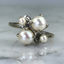 Load image into Gallery viewer, Vintage Pearl Ring. 14k White Gold. Unique Engagement Ring. June Birthstone. 4th Anniversary Gift. - Scotch Street Vintage