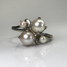 Load image into Gallery viewer, Vintage Pearl Ring. 14k White Gold. Unique Engagement Ring. June Birthstone. 4th Anniversary Gift. - Scotch Street Vintage