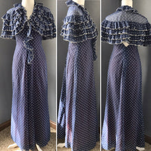 Load image into Gallery viewer, Vintage Polka Dot Sundress and Capelet by Phyllis Sues for Saks Fifth Avenue. Navy Blue and White - Scotch Street Vintage