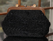 Load image into Gallery viewer, Vintage Purse / Bag / Handbag Italian Black Straw Woven Box Purse with Wooden Handle - Scotch Street Vintage