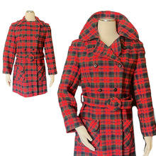 Load image into Gallery viewer, Vintage Red Christmas Plaid Wool Coat by Pendleton. Warm Stylish Winter Coat. 1950s Fashion. - Scotch Street Vintage