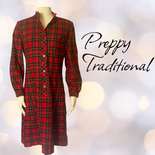 Load image into Gallery viewer, Vintage Red Plaid Wool Shirt Dress by Pendleton. Perfect Traditional Preppy Style for the Holidays. - Scotch Street Vintage